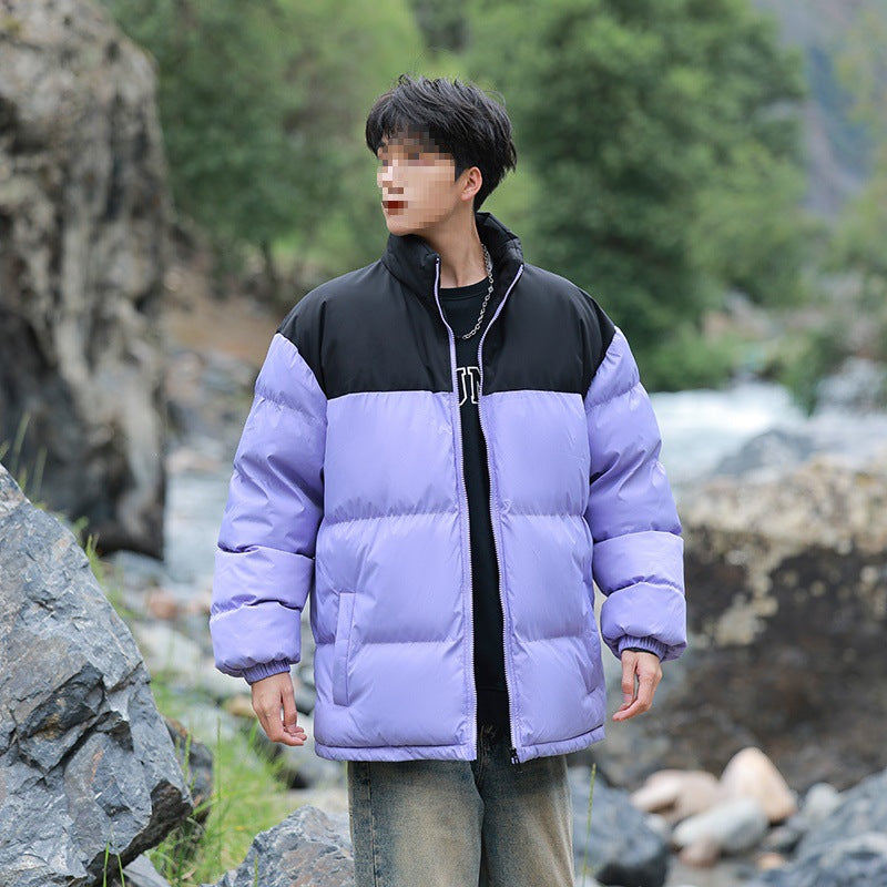 Herren Oversize-Steppjacke mit Colourblock-Schulter, hoher Stehkragen & windabweisender Wattierung Echoarchiv