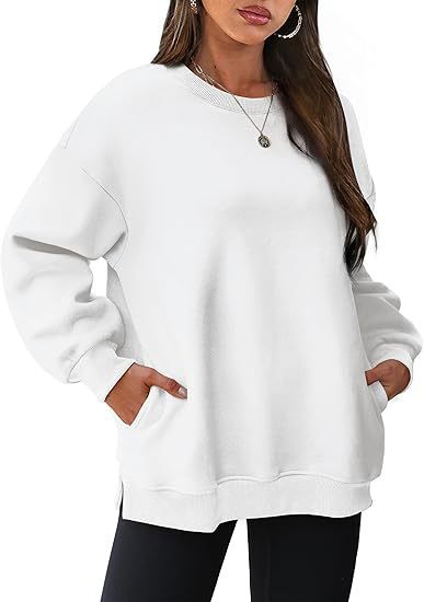 Damen nan lässiger Oversize-Sweatpullover mit seitlichen Eingrifftaschen, geripptem Saum und überschnittener Schulter Echo Archiv