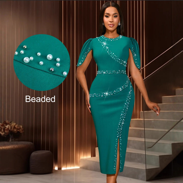 Damen elegantes Abendkleid mit glitzernden Akzenten und seitlichem Schlitz Echo Archiv