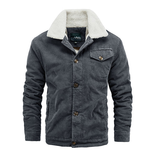 Herren Cord-Workerjacke mit Teddyfutter, Sherpa-Kragen und aufgesetzter Brusttasche Echoarchiv