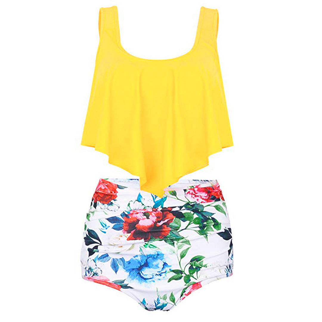 Damen Modisches Tankini-Set mit floralem Unterteil und lässigem Oberteil Echo Archiv