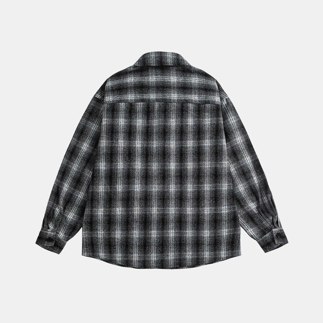 Unisex Kariertes Overshirt‑Jacke im Flanelllook mit Brustpattentaschen Echoarchiv
