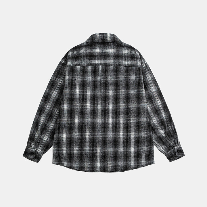 Unisex Kariertes Overshirt‑Jacke im Flanelllook mit Brustpattentaschen Echoarchiv