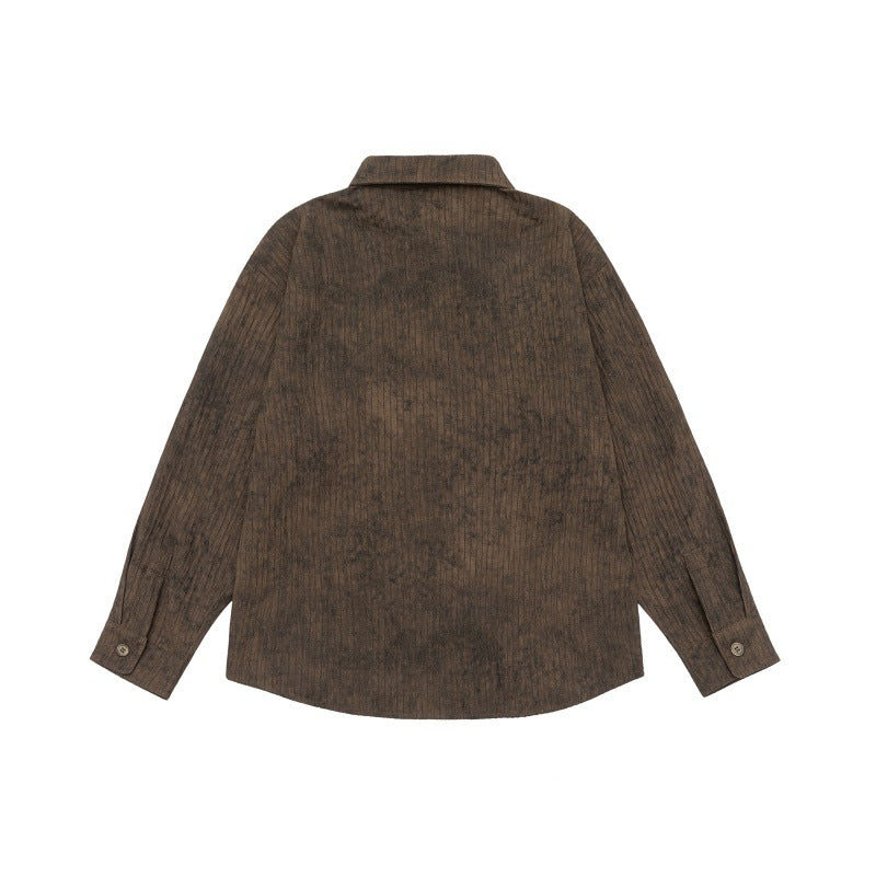 Unisex Leichtes Oversize-Hemdjacken-Shirt mit gewaschener Struktur und Brusttasche Echoarchiv