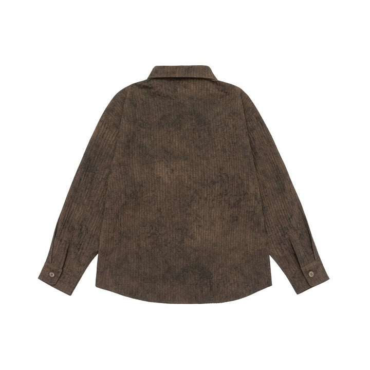 Unisex Leichtes Oversize-Hemdjacken-Shirt mit gewaschener Struktur und Brusttasche Echoarchiv