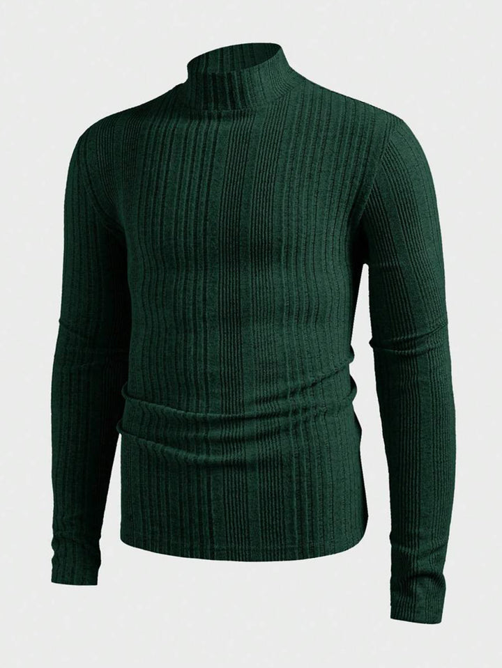 Herren Strickpullover mit hohem Kragen und Rippstruktur Echoarchiv