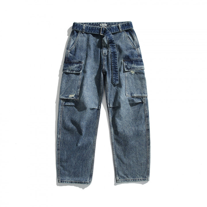 Damen Cargo-Jeans mit hohem Bund, weitem Relaxed-Fit und abnehmbarem Denim-Gürtel Echo Archiv