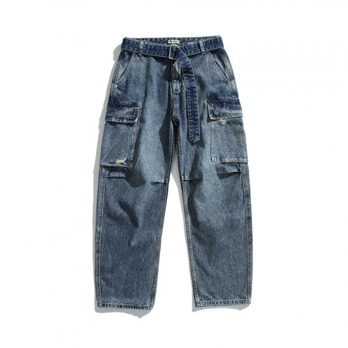 Damen Cargo-Jeans mit hohem Bund, weitem Relaxed-Fit und abnehmbarem Denim-Gürtel Echo Archiv