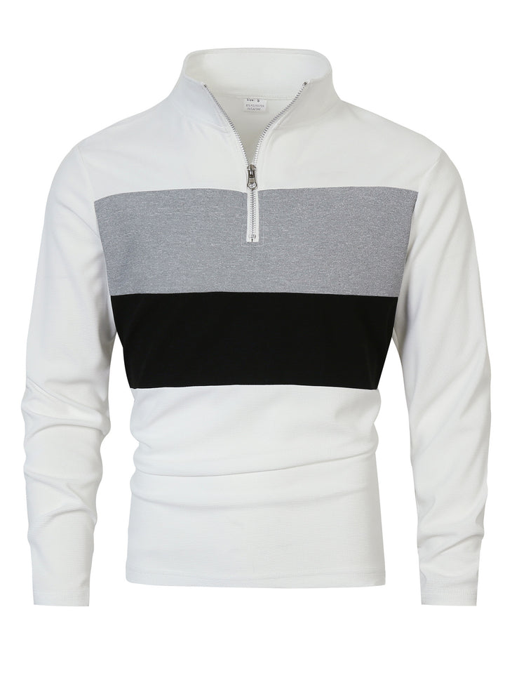 Herren modischer Pullover mit Reißverschluss und Farbblockdesign Echoarchiv
