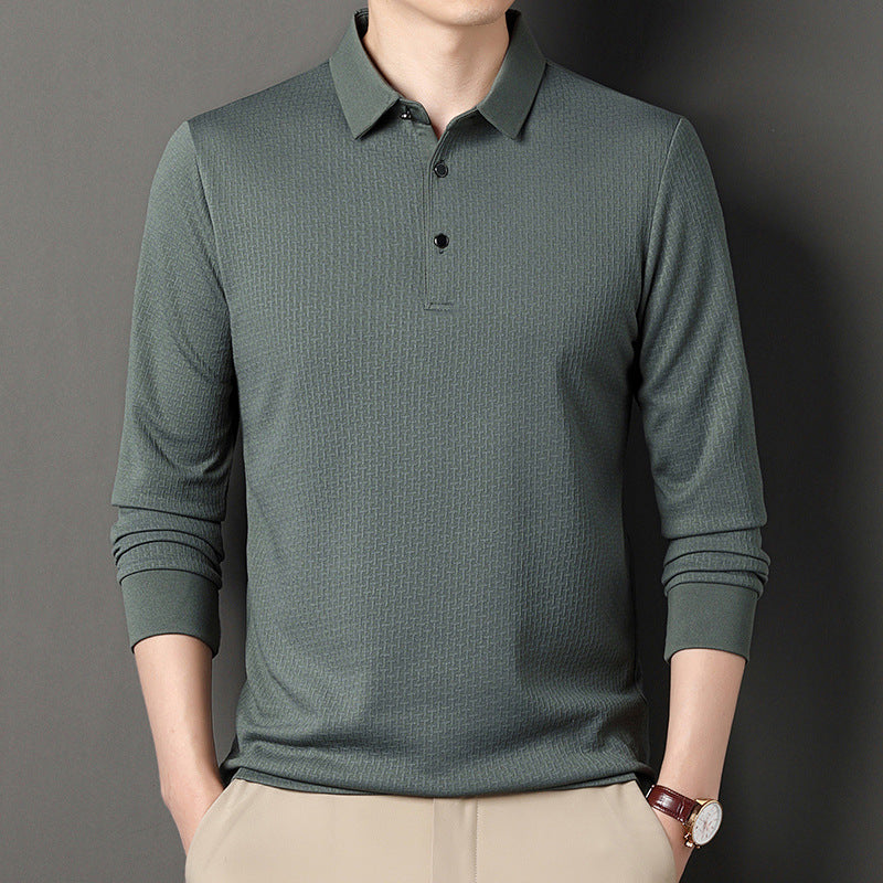 Herren langärmliges Poloshirt mit strukturiertem Design und modernem Schnitt Echoarchiv
