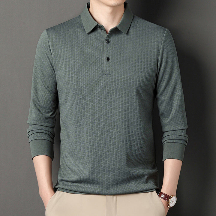 Herren langärmliges Poloshirt mit strukturiertem Design und modernem Schnitt Echoarchiv
