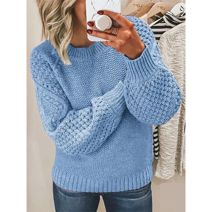 Damen Grobgestrickter Pullover mit Zopfmuster und Ballonärmeln Echo Archiv