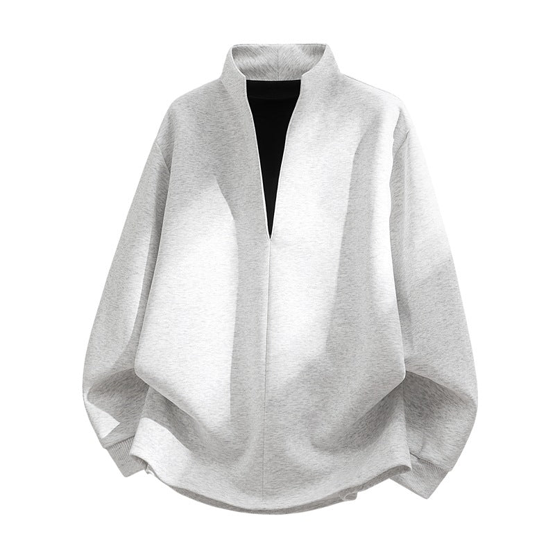 Unisex Oversize-Sweatshirt mit Stehkragen, halber Öffnung und abgerundetem Saum Echoarchiv