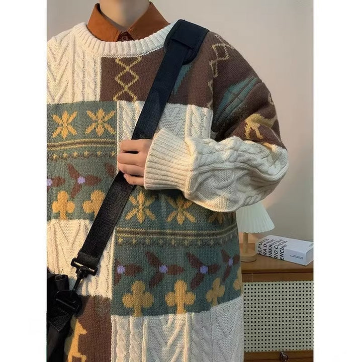 Damen gemusterter Grobstrickpullover Echoarchiv