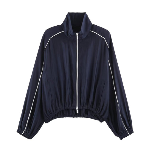 Damen Kurz geschnittene Windjacke mit hohem Kragen und elastischem Saum Echo Archiv