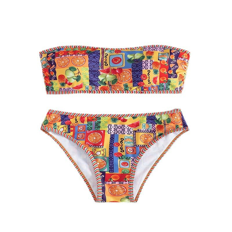 Damen Bandeau-Bikini mit fröhlichem Fruchtmuster Echo Archiv