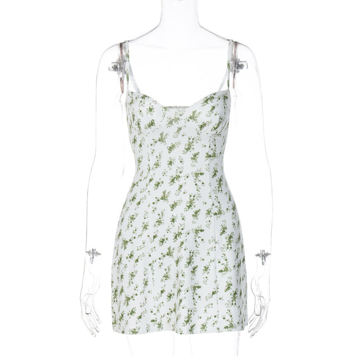 Damen Blumengesäumtes Minikleid mit verstellbaren Trägern und femininem Schnitt Echo Archiv
