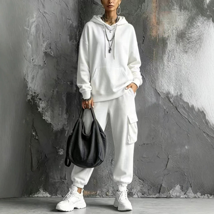 Damen Oversize Hoodie- und Cargo-Jogger-Set aus French Terry – Auréline