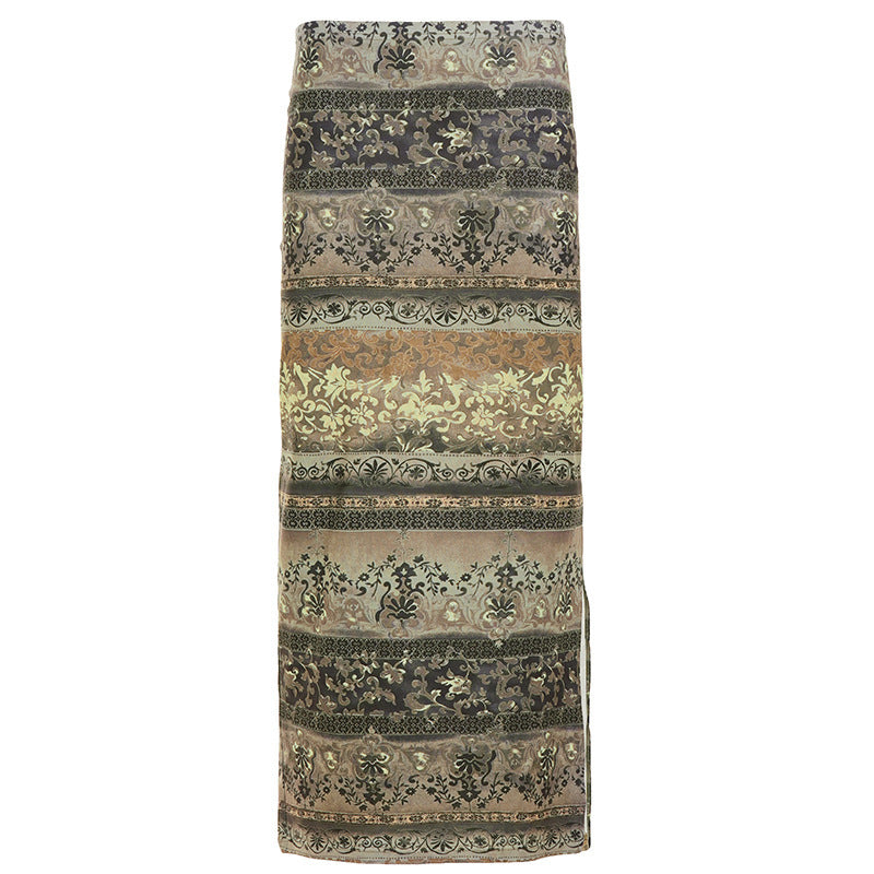 Damen Maxi-Rock mit floralen Mustern und eleganter Spitzenbordüre Echo Archiv