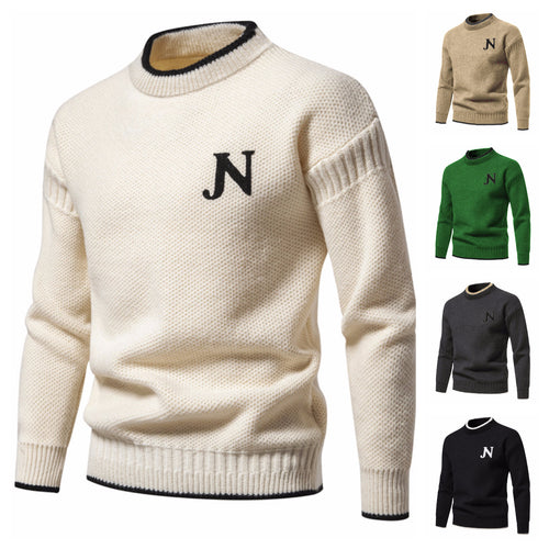 Herren Strukturierter Strickpullover mit Rundhalsausschnitt Echoarchiv