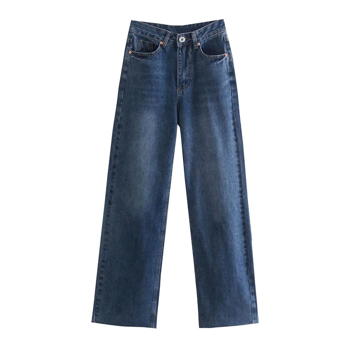 Damen Hochtaillierte weit geschnittene Jeans mit weitem Bein, hoher Taille und rohem Saum Echo Archiv