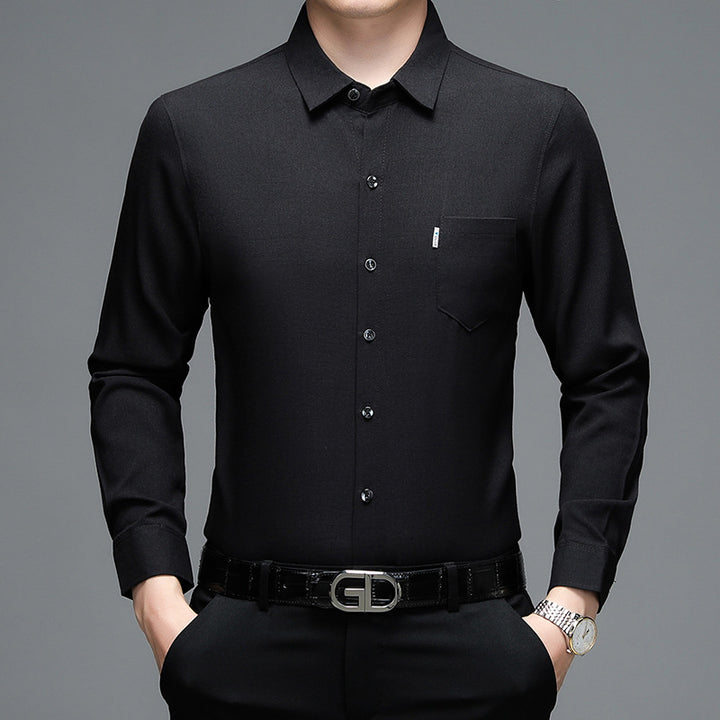Herren elegantes Langarm-Hemd mit feinem Strukturdesign Echoarchiv