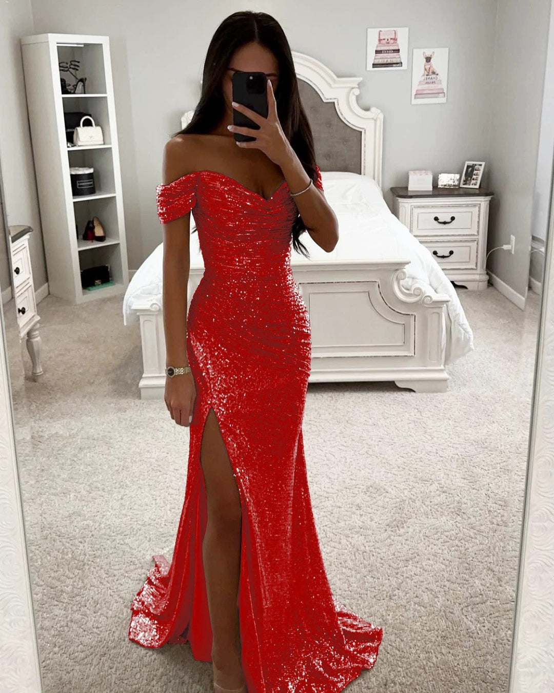 Damen Abendkleid mit schimmernden Pailletten – Élara