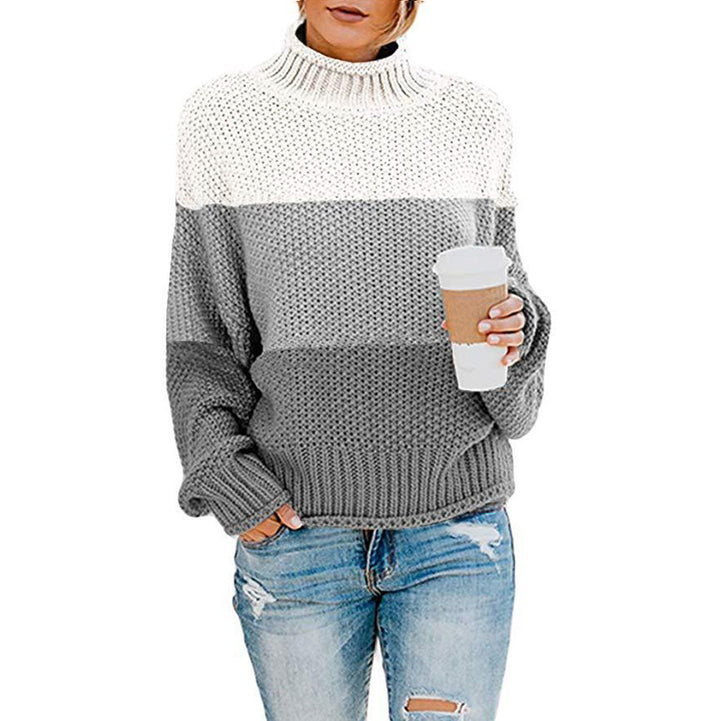 Damen nan grobstrick Rollkragenpullover mit Oversize-Schnitt und Blockstreifen-Optik Echo Archiv
