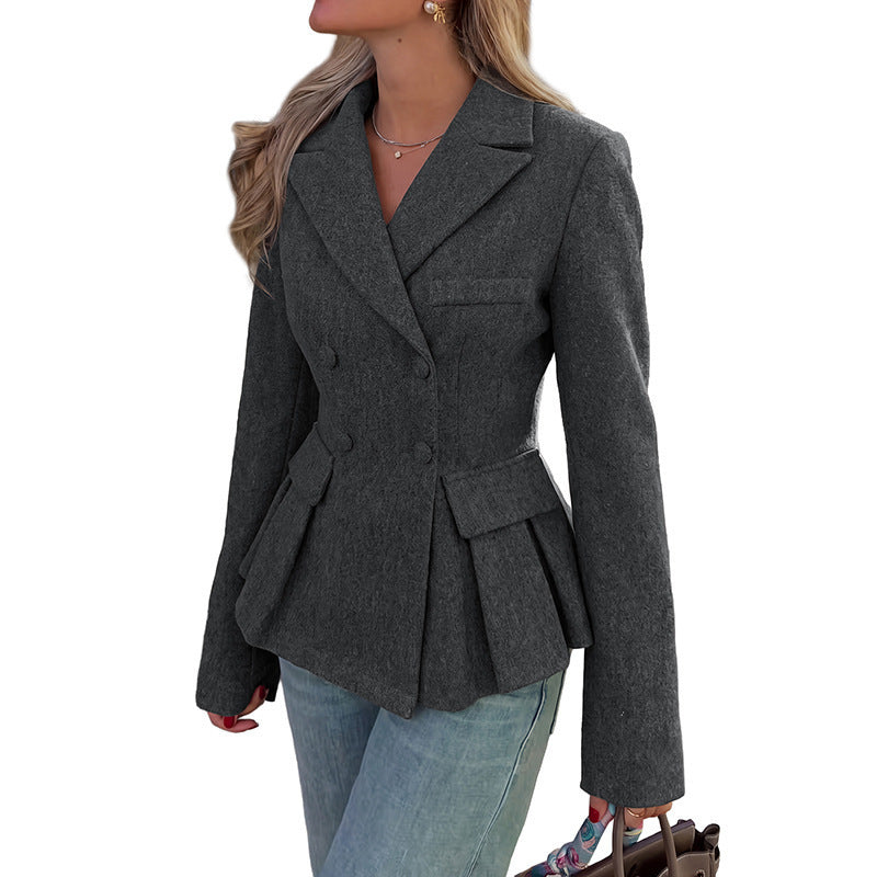 Damen Doppelreihiger taillierter Blazer mit Schößchen – Valéne