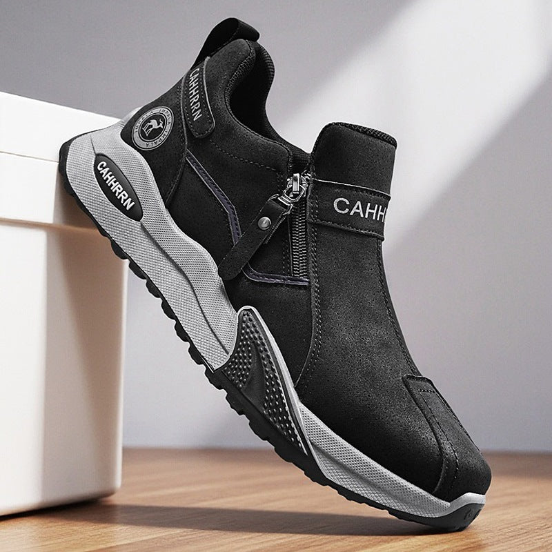 Herren robuste Outdoor-Sneaker mit seitlichem Reißverschluss, gepolstertem Knöchelkragen und griffiger Profilsohle – Norré