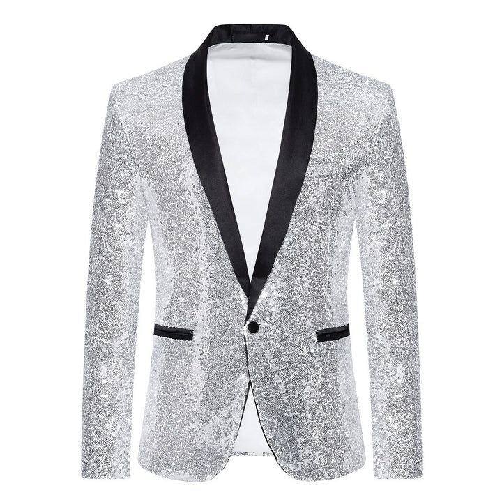 Herren eleganter Pailletten Blazer mit satinierter Kragenpartie Echoarchiv