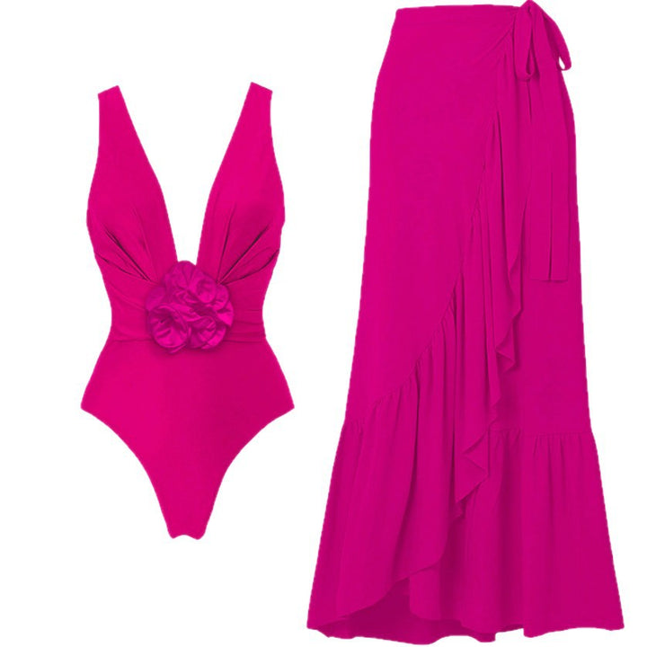 Damen Bademode-Set mit floralem Einschnitt und elegantem Rüschendesign Echo Archiv