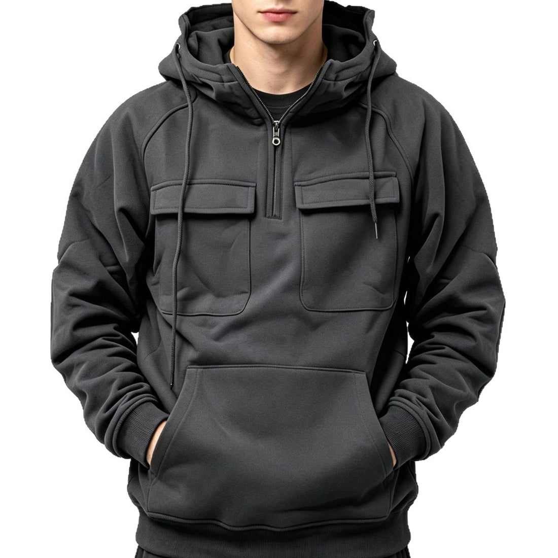 Herren Sportlicher Kapuzenpullover mit Funktionalen Taschen – Cavarno