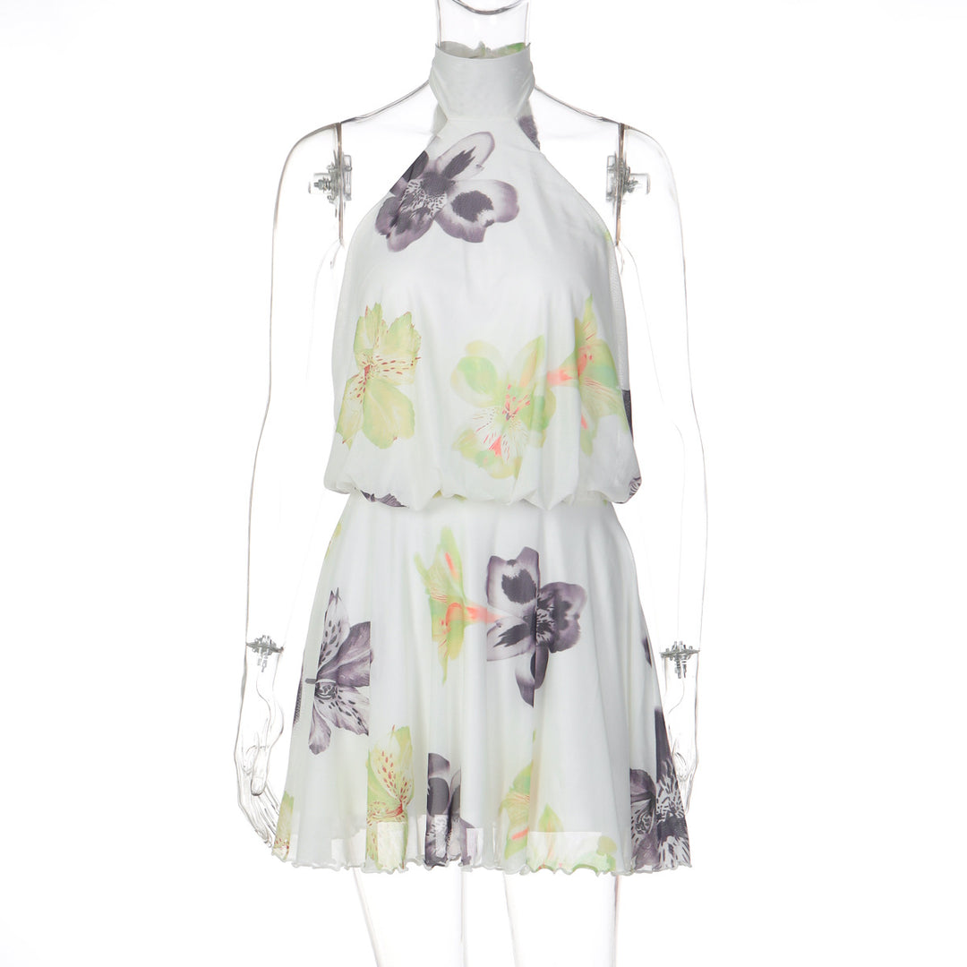 Damen Ärmelloses Blütenmuster Kleid Echo Archiv