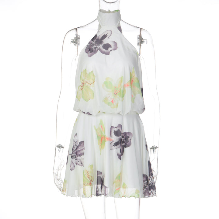 Damen Ärmelloses Blütenmuster Kleid Echo Archiv