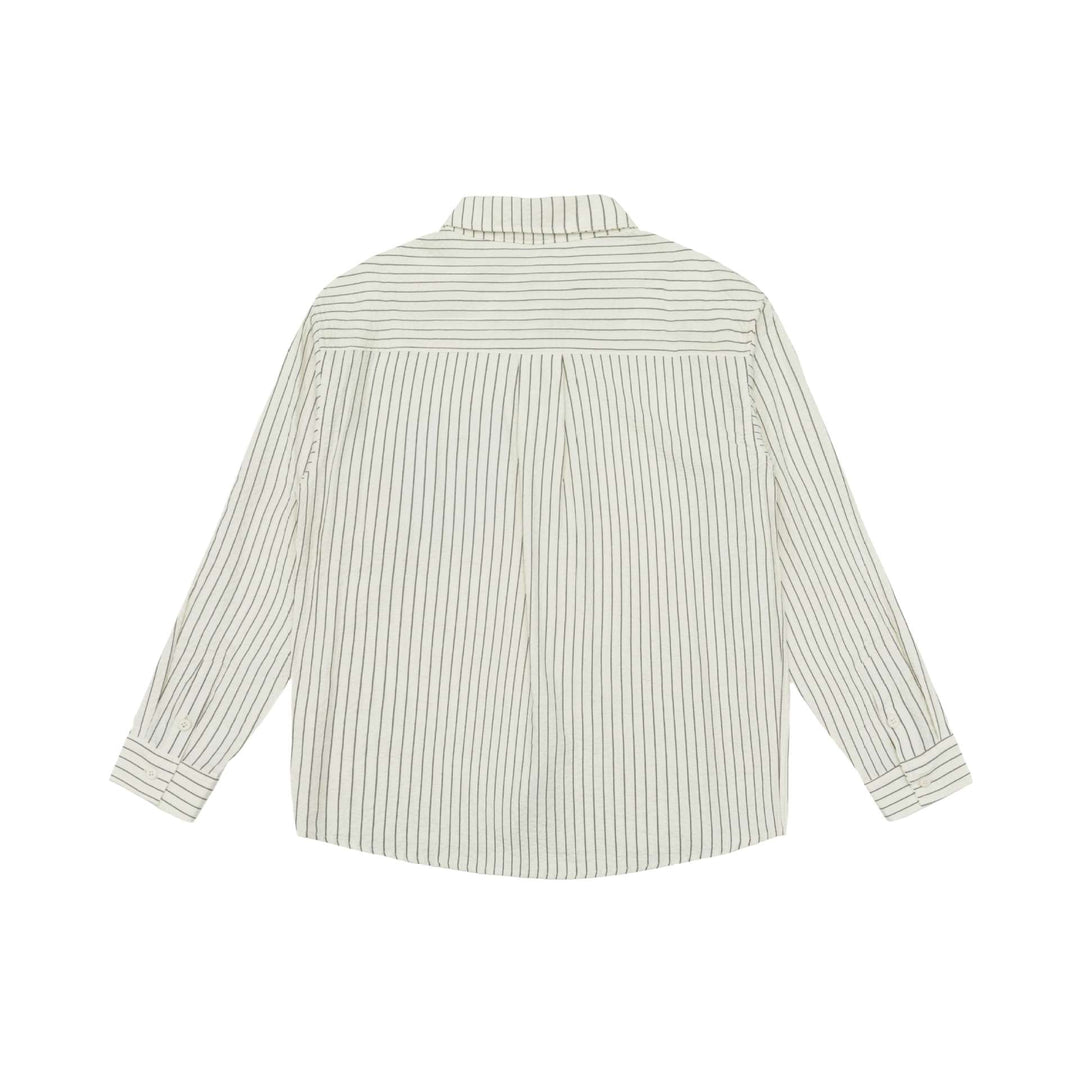 Unisex Lässiges Oversize‑Hemd mit vertikaler Nadelstreifenstruktur und kontrastierter Brusttasche Echoarchiv