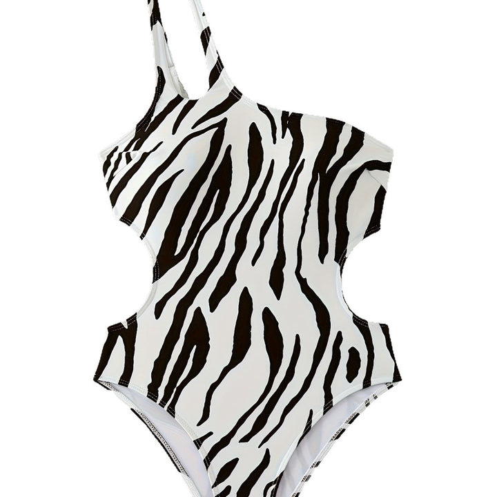 Damen Asymmetrischer Einteiler Badeanzug mit Tiermotiv Echo Archiv