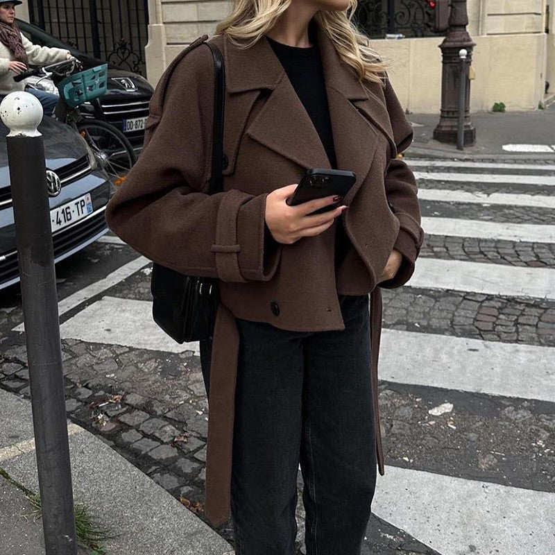 Damen modische cropped Jacke im Trench-Stil Echoarchiv
