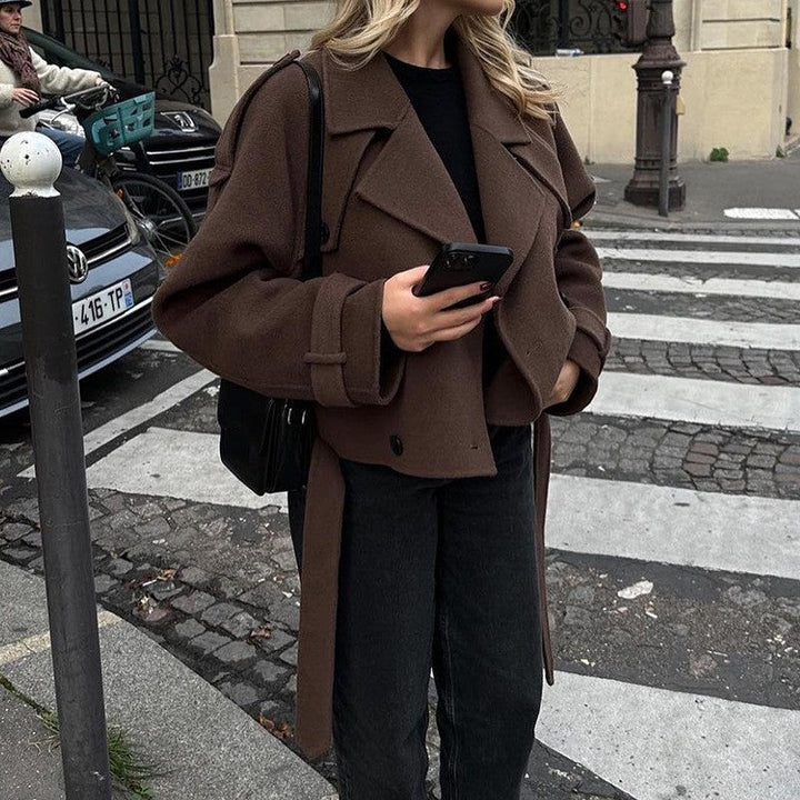 Damen modische cropped Jacke im Trench-Stil Echoarchiv