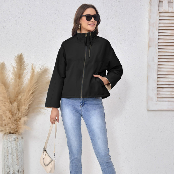 Damen Leichte gefütterte Übergangsjacke mit Stehkragen und Teddyfutter Echoarchiv