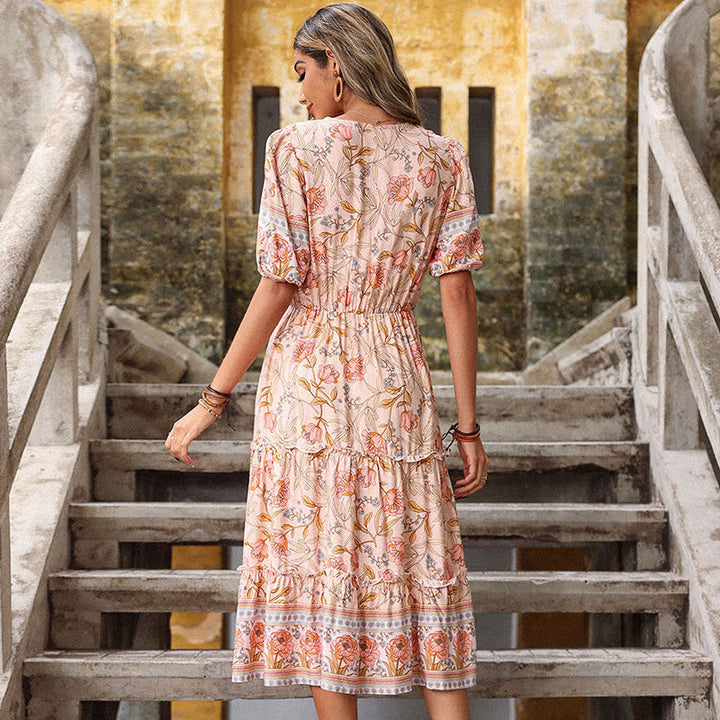 Damen Elegantes Midi-Kleid mit floralem Design Echo Archiv