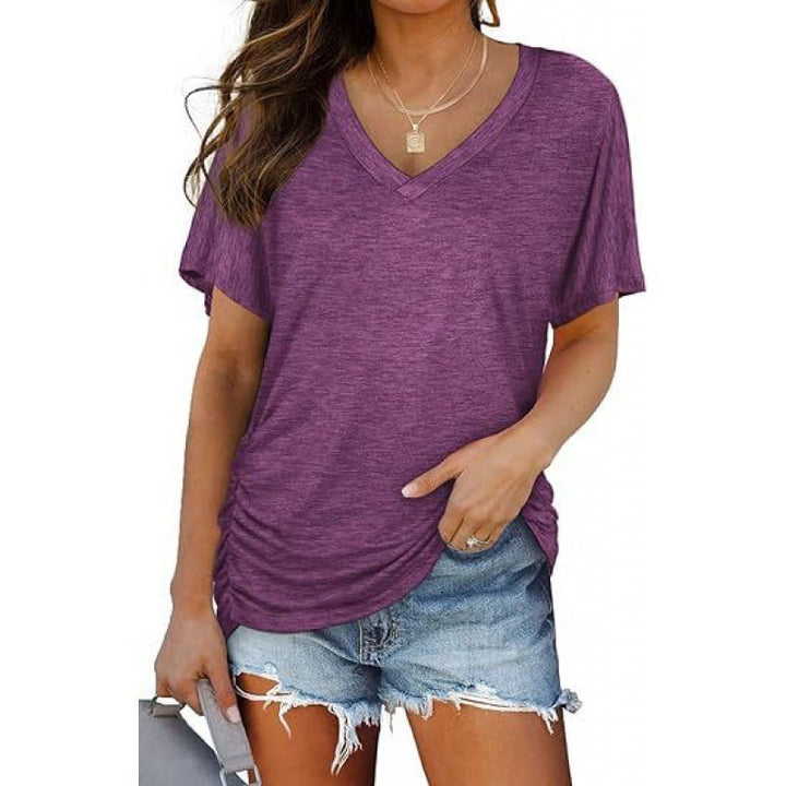 Damen V-Ausschnitt T-Shirt Aus Weichem Single Jersey Echoarchiv