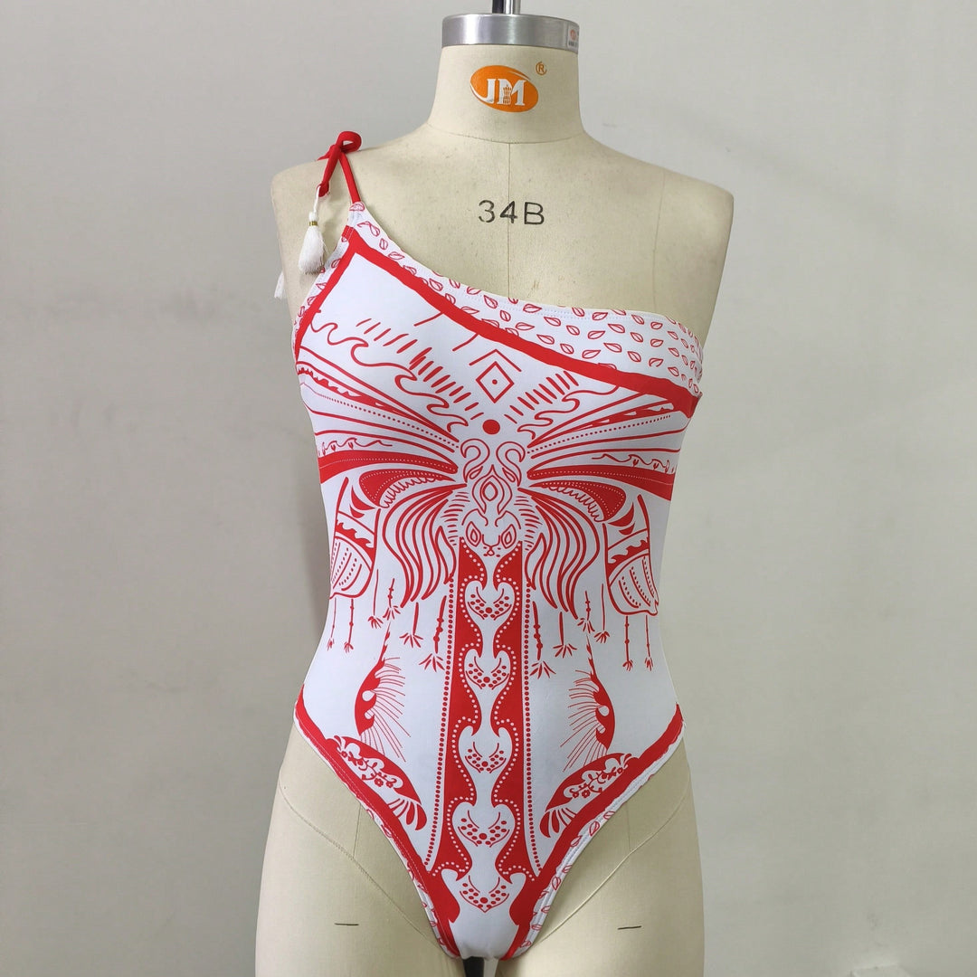 Damen Einseitiger Badeanzug mit verspieltem Design Echo Archiv