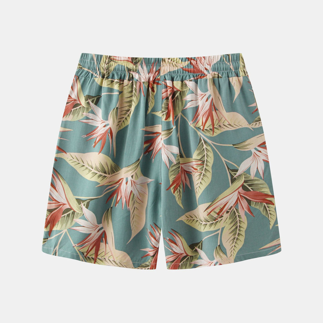 Herren Badeshorts mit tropischem Blatt- und Blumenmuster Echoarchiv