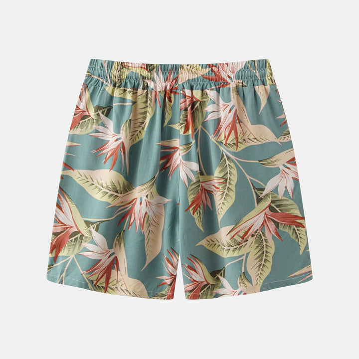 Herren Badeshorts mit tropischem Blatt- und Blumenmuster Echoarchiv