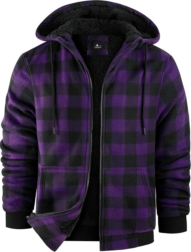 Herren Fleecejacke mit modernem Karomuster und kuscheligem Innenfutter Echoarchiv