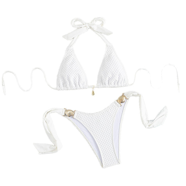 Damen Triangel-Bikini mit eleganten Schleifen und Muschelverzierungen Echo Archiv