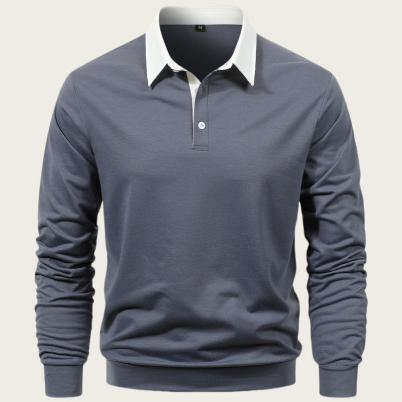 Herren Langärmliges Poloshirt mit kontrastierendem Kragen Echoarchiv