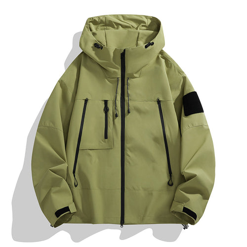 Herren funktionale Outdoor-Jacke mit verstellbarer Kapuze und mehreren Taschen Echoarchiv