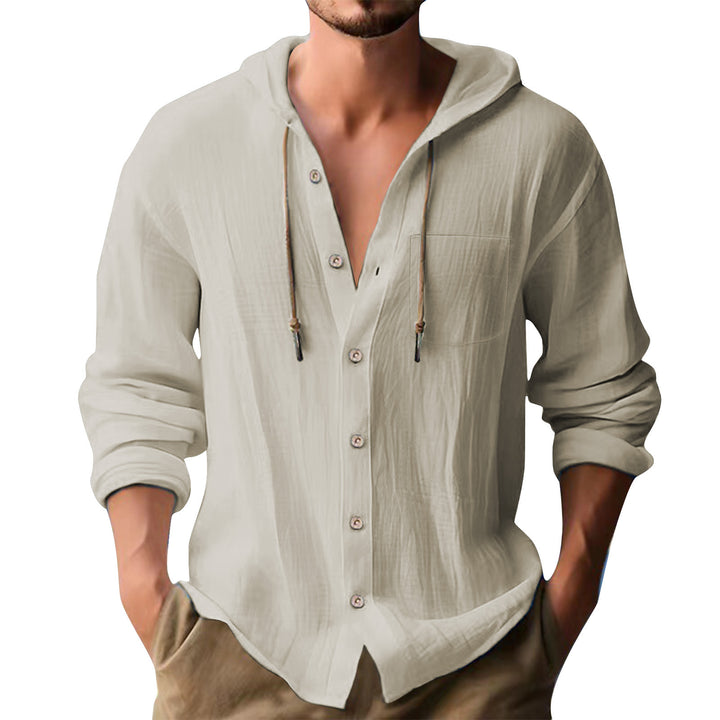 Herren lässiges Kapuzenshirt mit Knopfleiste und praktischen Taschen Echoarchiv